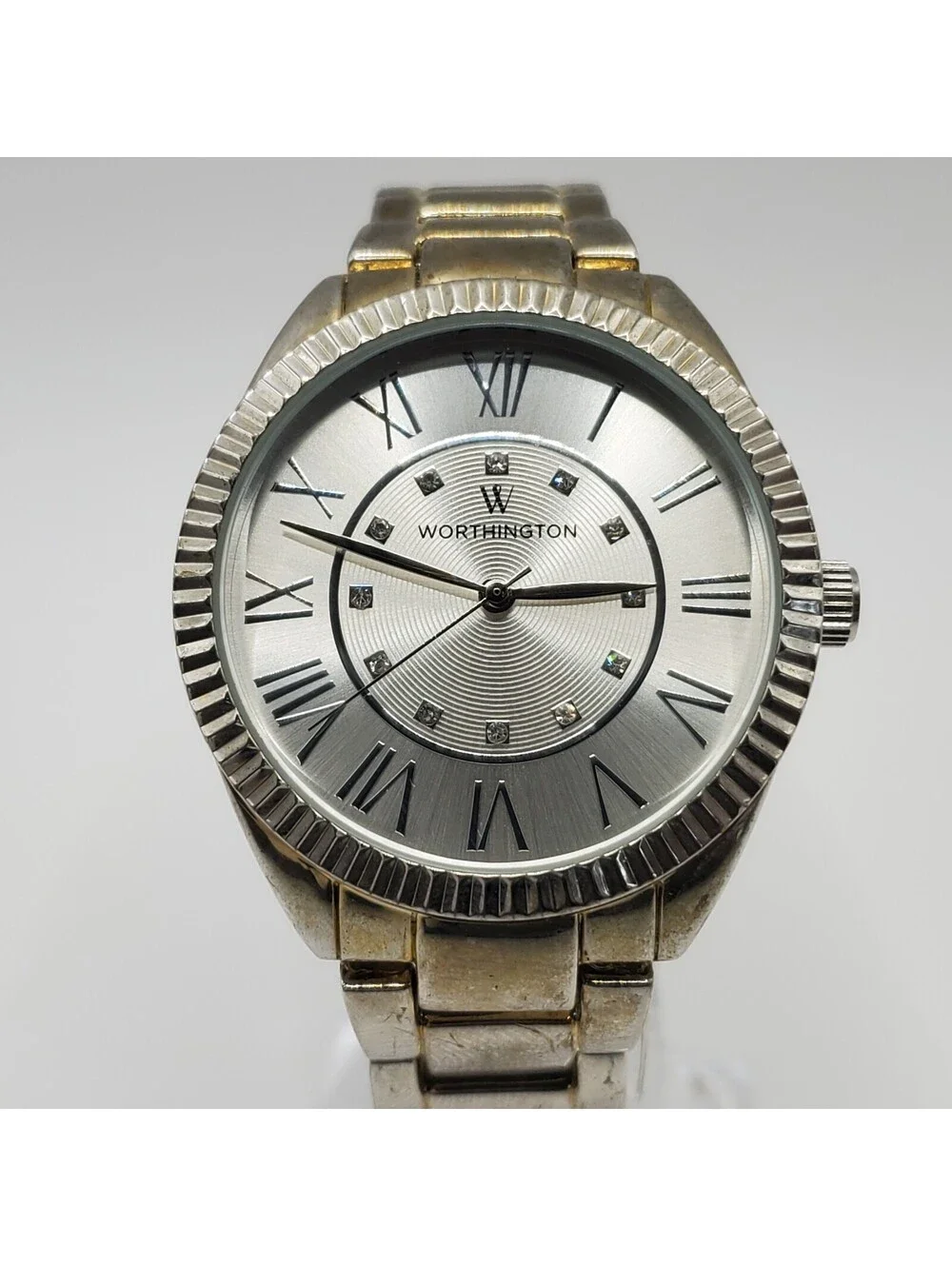 Worthington Quartz Watch 36mm Silver Tone New Battery